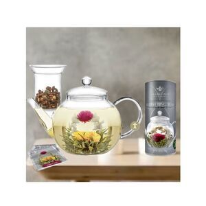 NWT Read Gorgeous TEABLOOM Celebration Teapot & 12 variety Flowering Teas Box +2